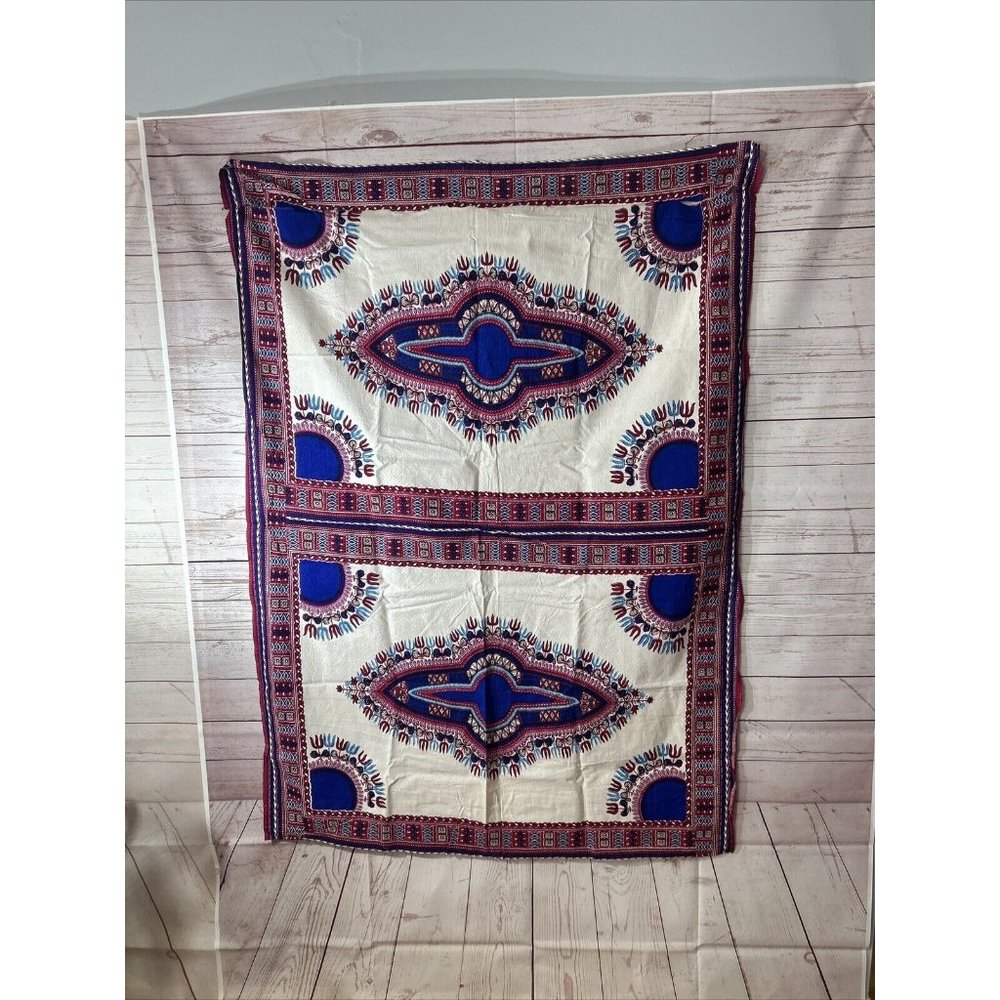 Dashiki Veritable African Real Wax Block Print Hitarget 816838 Fabric Red Blue